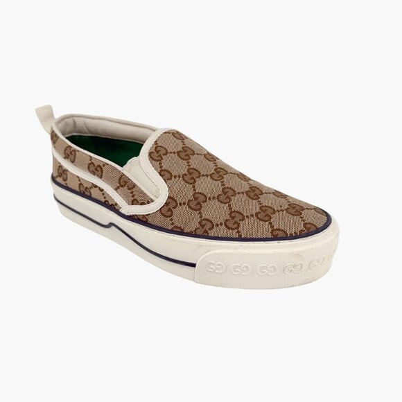 Gucci Tennis 1977 Beige GG Canvas Slip On Sneakers Shoes Size 37 US 7 Women's - Picture 9 of 13